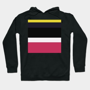 A tremendous concoction of Very Light Pink, Dark, Almost Black, Dark Pink and Sandstorm stripes. Hoodie